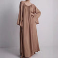 French Loungewear Maxi Dress with Ruffle Cuffs(MA397)