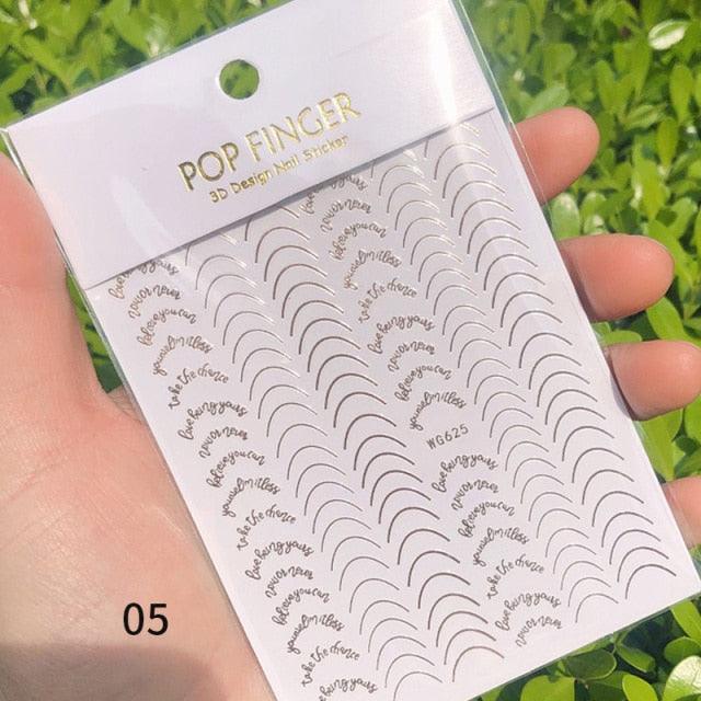 French Rose Gold Striping Tape Nail Design Stripe Lines Geometry 3D Sticker for Nails Gel Polish Sticker Decals for Manicuring Decorations Manicure Stickers Decals Silver Strip Line Nail Decal Self-Adhesive 3D Wave Decal Decoration Metallic Curve Design