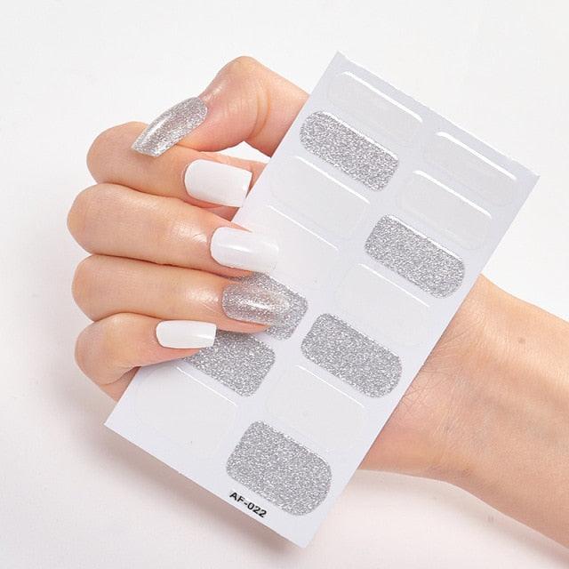 Full Cover Nail Stickers Nail Polish Nail Decoration Nails Sticker Designer Self Adhesive Nail Sticker Creative Nail Art Sticker Sticker Nail Decorations Accessories Metal Curve Stripe Lines Design Letter Nail Sticker Adhesive Decoration Template