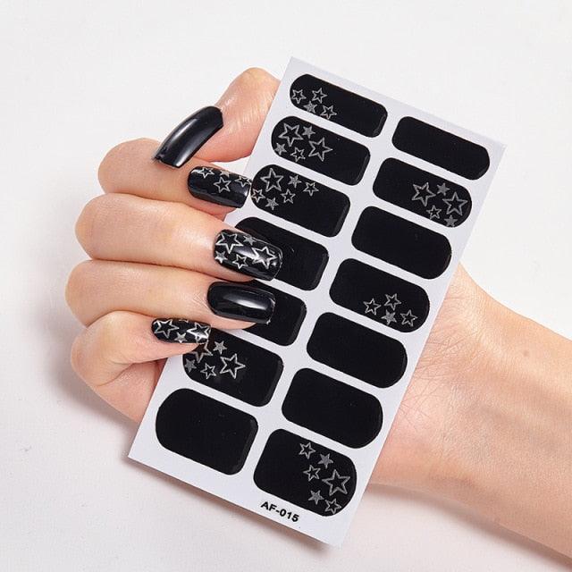 Full Cover Nail Stickers Nail Polish Nail Decoration Nails Sticker Designer Self Adhesive Nail Sticker Creative Nail Art Sticker Sticker Nail Decorations Accessories Metal Curve Stripe Lines Design Letter Nail Sticker Adhesive Decoration Template