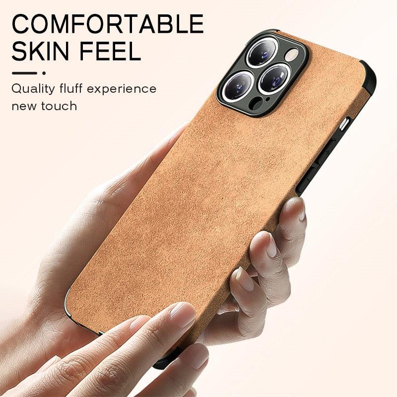 Genuine Vintage Brown Leather Case for iPhone  Luxury PU Leather Case For iPhone 13 12 11 14 Pro Max Mini XR XS X 8 7 Plus SE Soft Silicon Shockproof Phone Cover