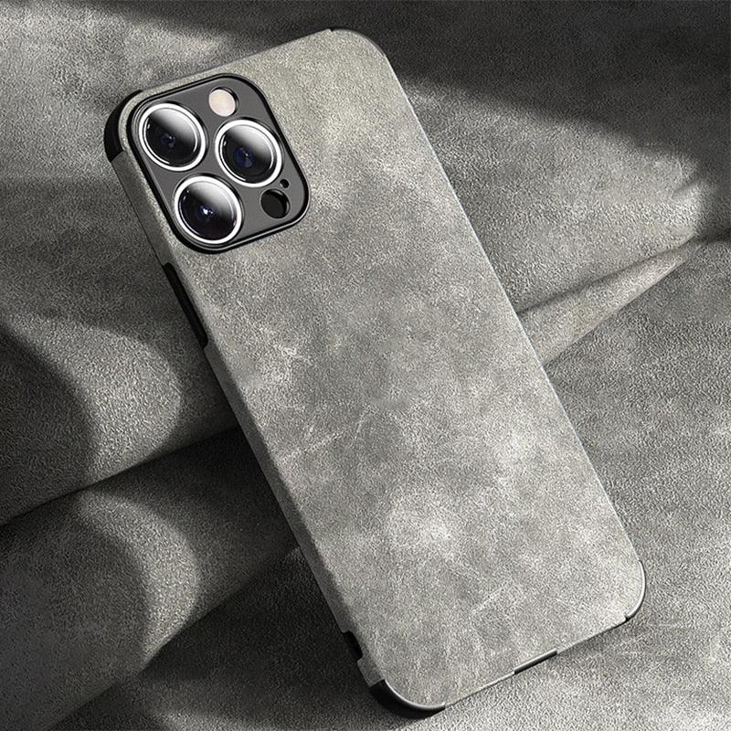 Genuine Vintage Brown Leather Case for iPhone  Luxury PU Leather Case For iPhone 13 12 11 14 Pro Max Mini XR XS X 8 7 Plus SE Soft Silicon Shockproof Phone Cover
