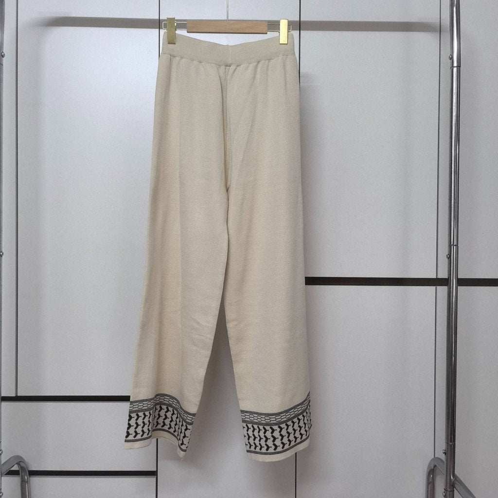 Geometric Jacquard-Trim Ribbed Knit 3-Piece Set(MS471)