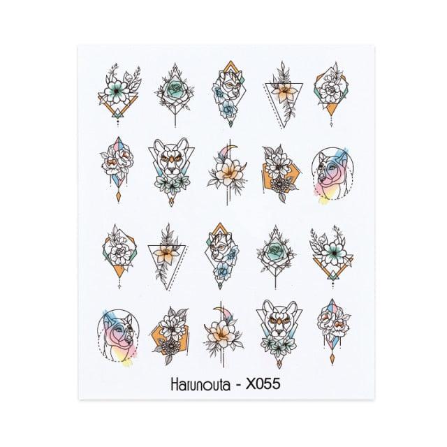 Geometry Line Stripe Nail Sticker Floral Butterfly Design Water Decals Slider Wraps Decoration Nail Art Accessories Water Transfer Nail Decals Sticker For Pretty Girl Self-Adhesive Nail Decals Designer Nail Stickers for Acrylic Decal Decoration