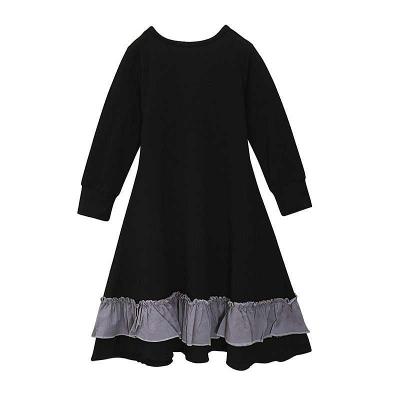 Girls Dress & Hijab Set with Contrast Trim(MKG025)