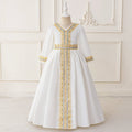 Girls Embroidered Kaftan Dress with Jeweled Belt(MKG021)