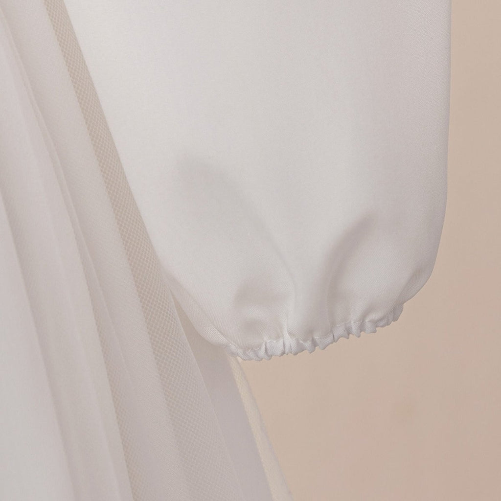 Girls Embroidered Princess Dress with Tulle Overlay(MKG022)