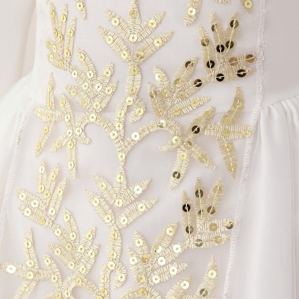 Girls Embroidered Princess Dress with Tulle Overlay(MKG022)