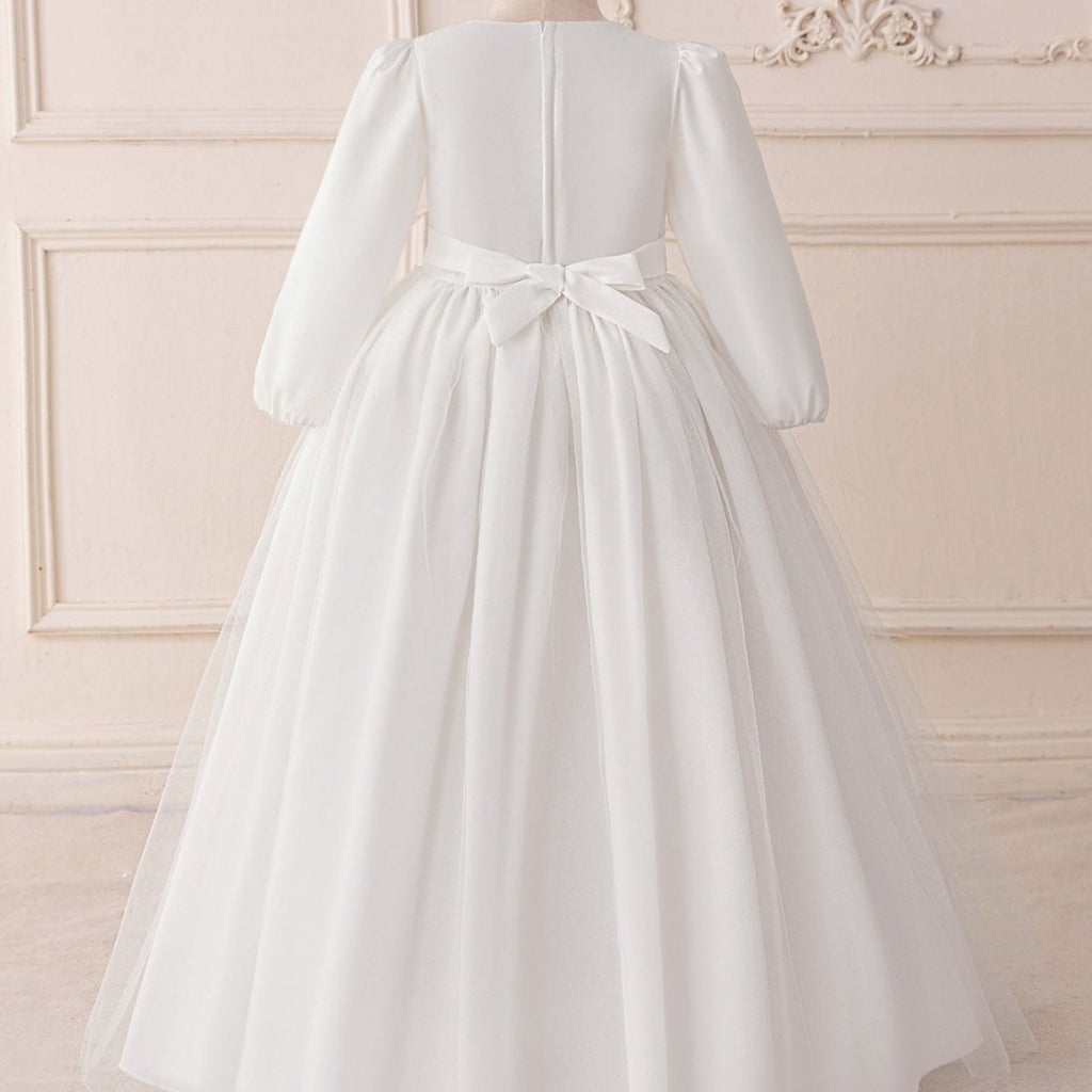Girls Embroidered Princess Dress with Tulle Overlay(MKG022)