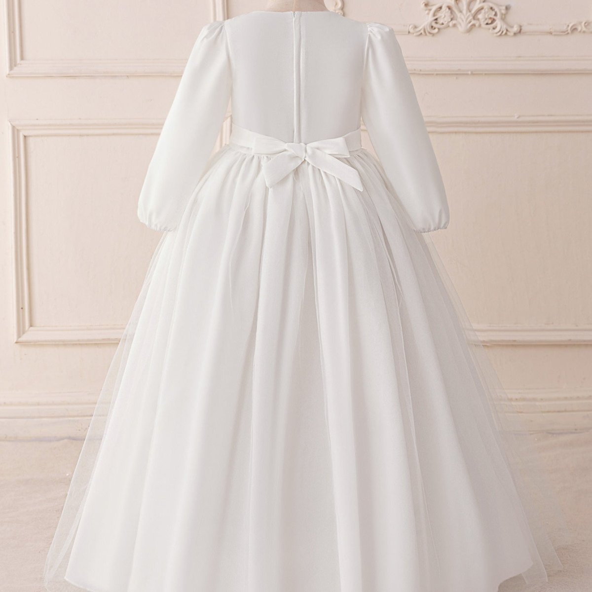 Girls Embroidered Princess Dress with Tulle Overlay(MKG022)