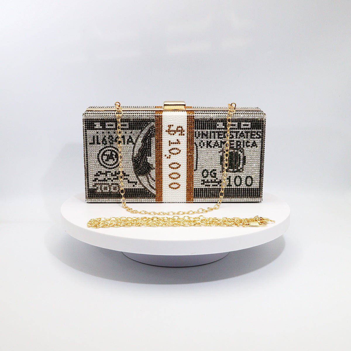 ‌Glamorous Fully Bedazzled Dollar Motif Evening Bag Party Clutch (MAC293)