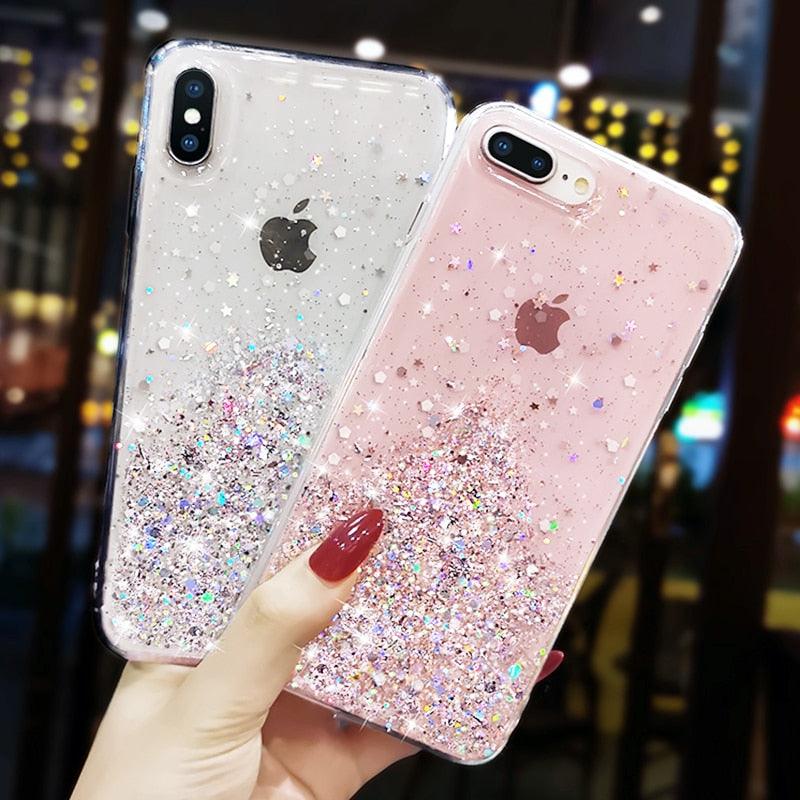 Glitter Luxury Soft Phone Case For iPhone 13 mini 12 Pro 11 ProMax For iPhone XR XS Max X 8 7 6s 6 Plus Back Cover Case Fashion Glitter Silicone Clear Shiny Sparkly Soft Flexible Shock-Absorbing Slim Protective Case
