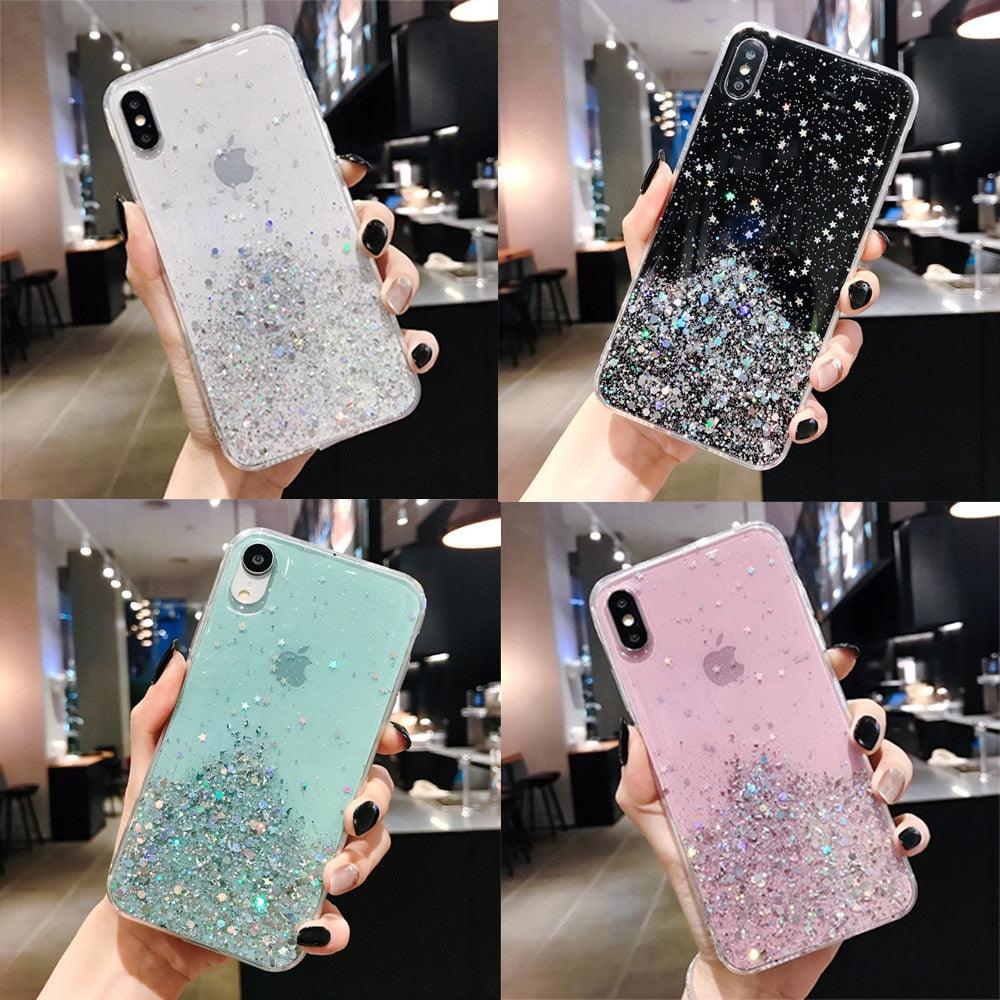 Glitter Luxury Soft Phone Case For iPhone 13 mini 12 Pro 11 ProMax For iPhone XR XS Max X 8 7 6s 6 Plus Back Cover Case Fashion Glitter Silicone Clear Shiny Sparkly Soft Flexible Shock-Absorbing Slim Protective Case