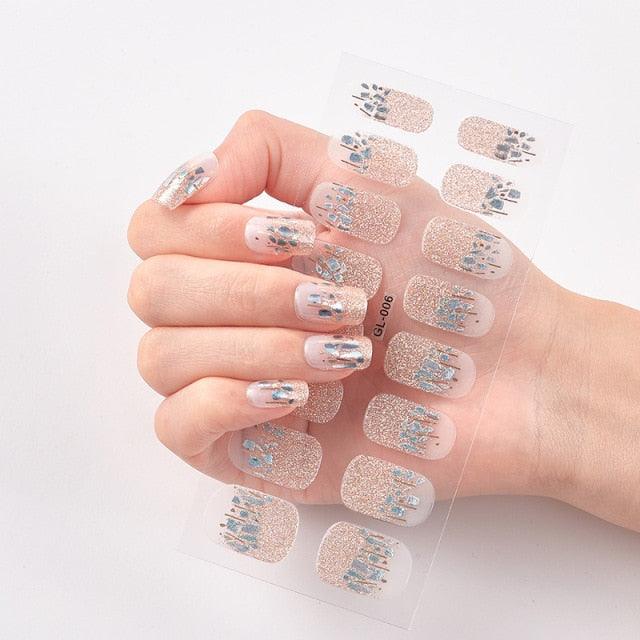 Glitter Series Shiny Manicure Decoration Designed Nail Art Stickers Nail Decoration Nail Wraps Shiny Tattoos Kids Nails Art Decoration Nail Strips Shiny French Tip Guides Stickers French Nail Stickers Form Fringe Guides