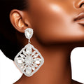 Crystal Diamond Silver Earrings Stylish Elegant Jewelry