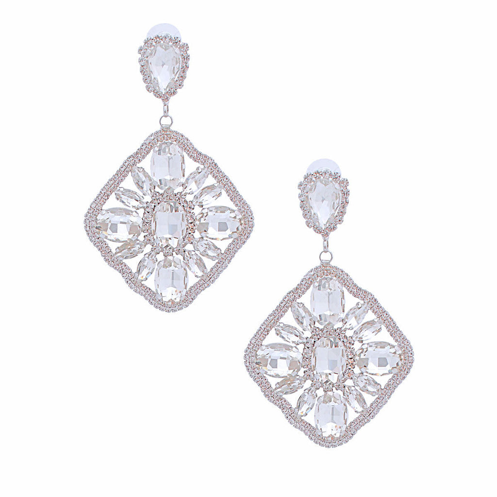 Crystal Diamond Silver Earrings Stylish Elegant Jewelry
