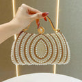 Gold-Framed Diamond Accent Pearl-Encrusted Dinner Bag with Chain Strap (MAC249)
