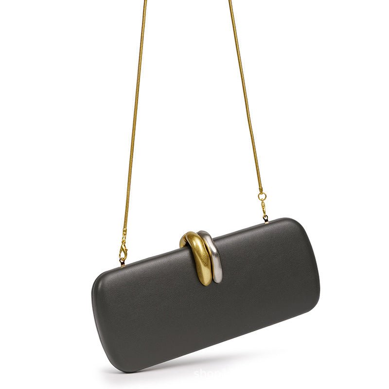 Gold & Silver Accent Structured Clutch Bag(MAC429)