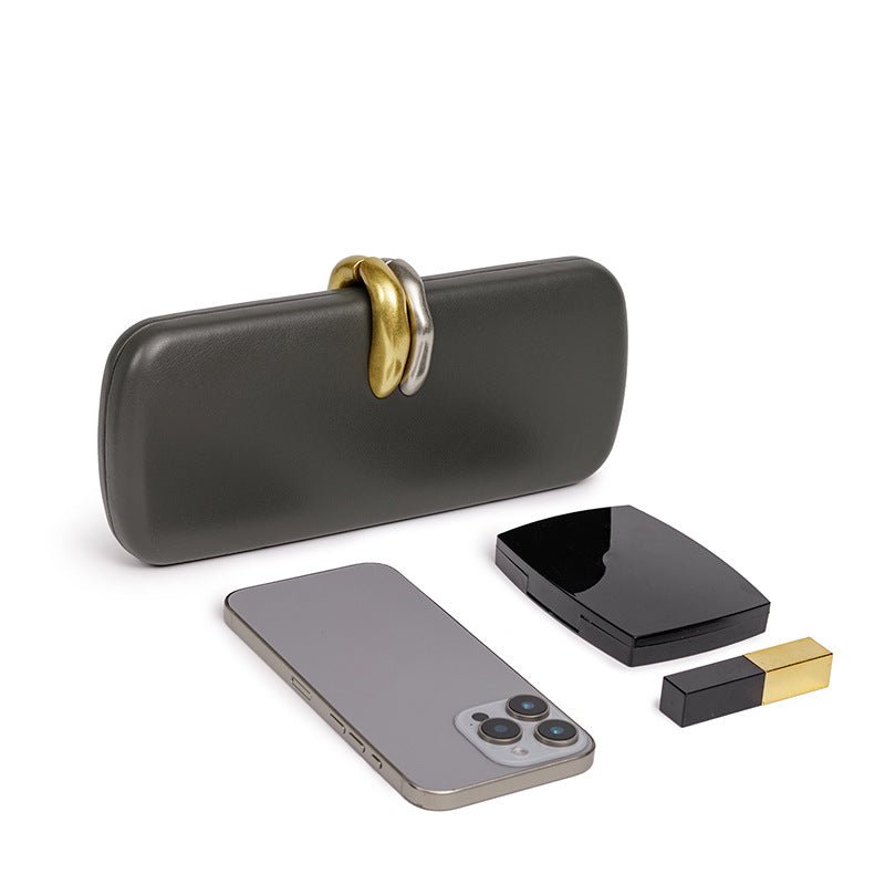 Gold & Silver Accent Structured Clutch Bag(MAC429)