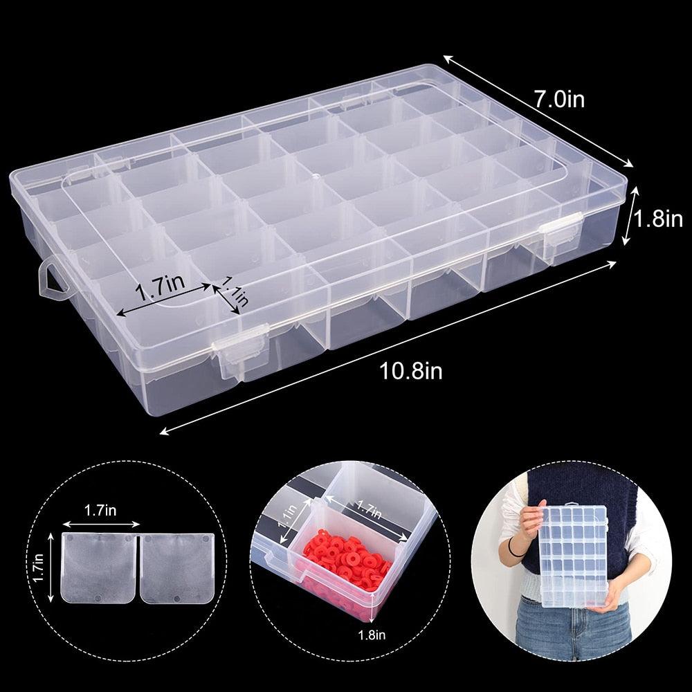 Grids Plastic Organizer Box Craft Organizer Storage with Adjustable Dividers Bead Box Fishing Tackles Box Jewelry Box Plastic Craft Storage Box Thick Hard Plastic Hobby Craft Storage Box