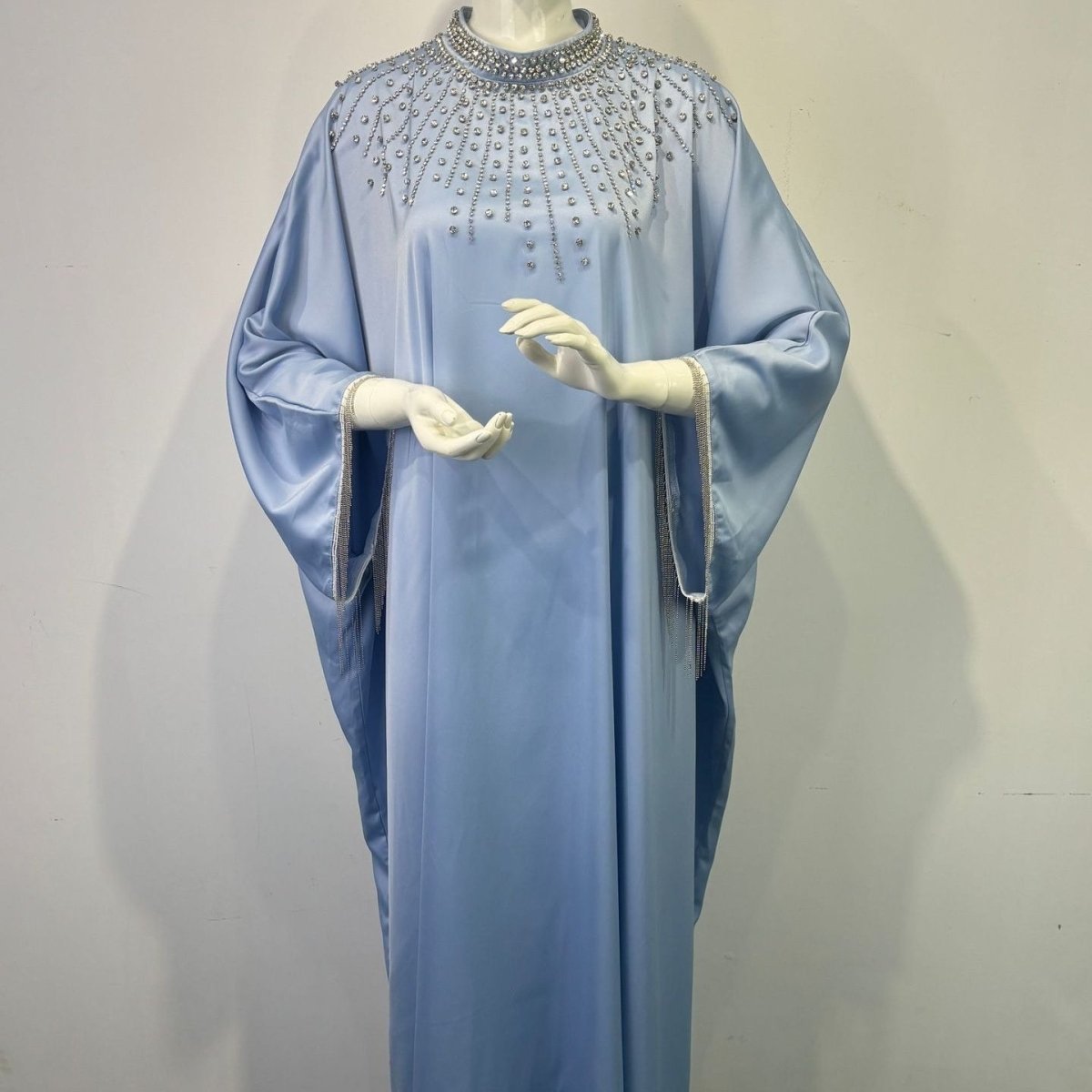 Hand-Beaded Crystal Bodice Satin Kaftan (MA420)