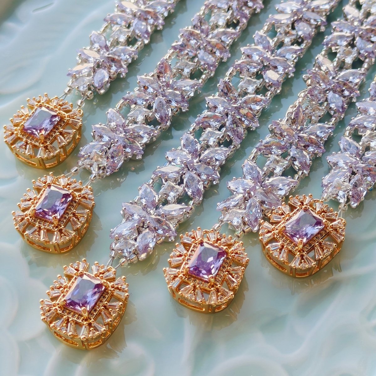 Handcrafted Crystal Floral Bracelet | Sparkling Statement Jewelry | Elegant Art-Inspired Accessory for Women (MAC348)