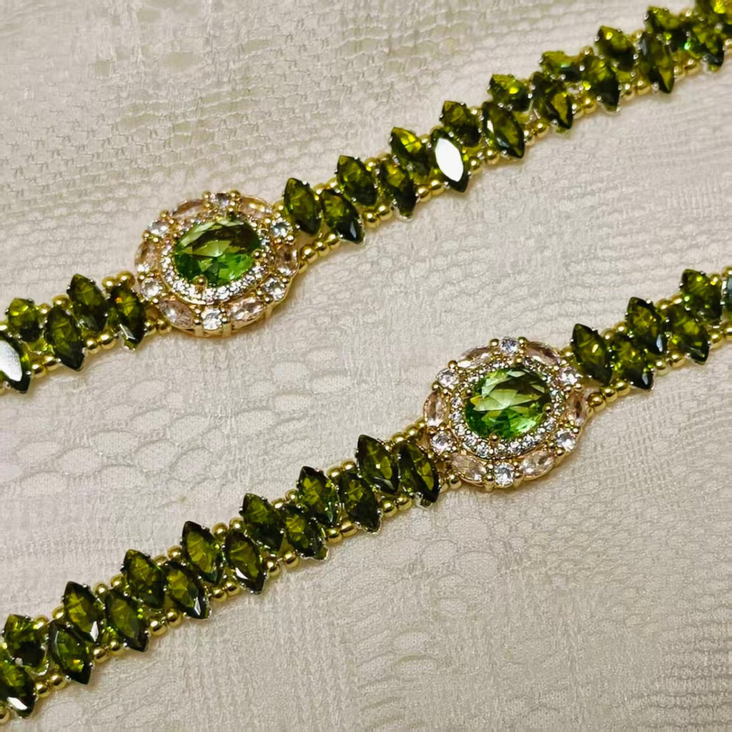 Handcrafted Crystal Floral Bracelet | Sparkling Statement Jewelry | Elegant Art-Inspired Accessory for Women (MAC348)