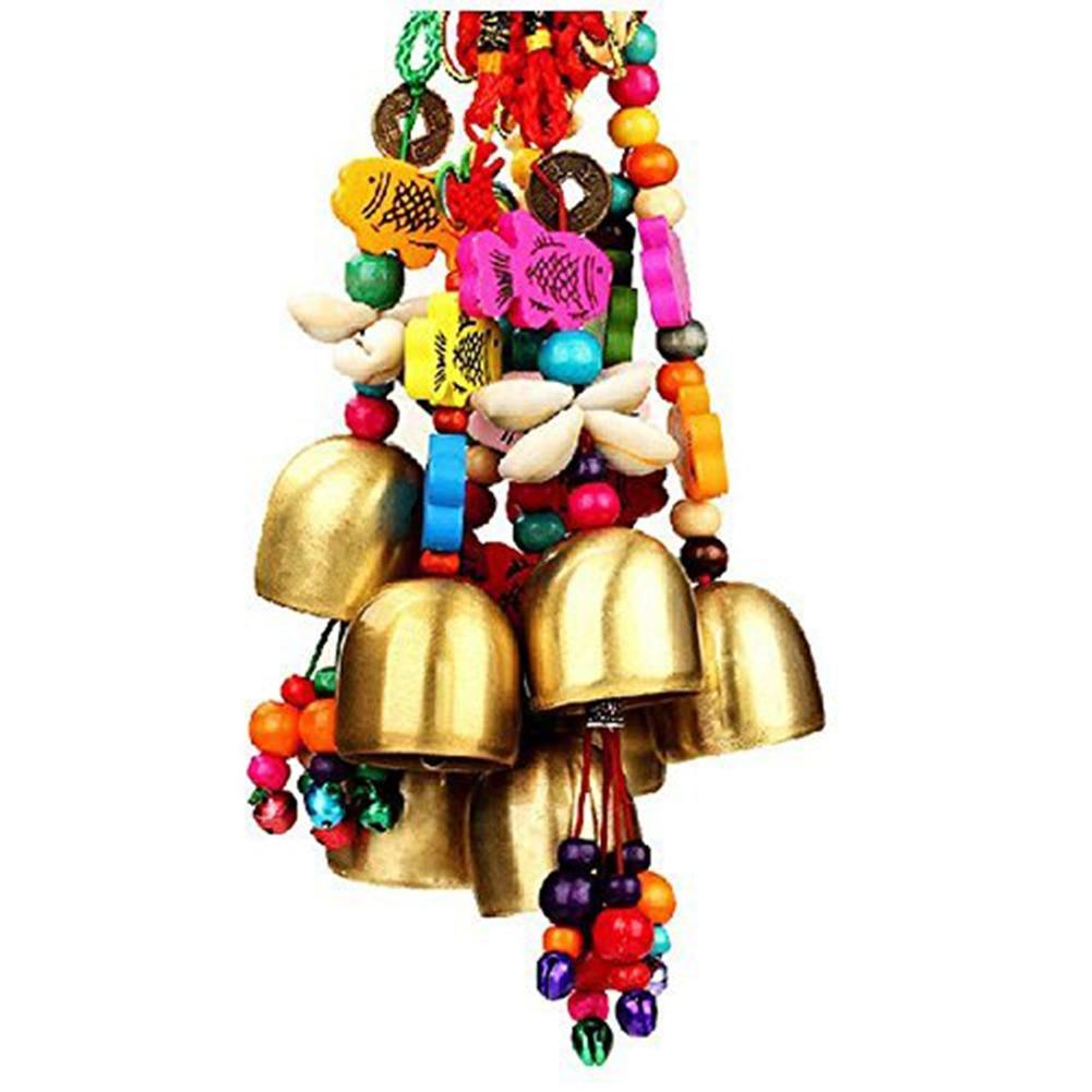 Handmade Copper Wind Chimes Hanging Ethnic Wind Bronze Bell Wood Fish Pendant Mobile Wind Chime Home Garden Outdoor Living Decoration Wind Bells Handmade Pendants For Birthday Gift & Home Decors