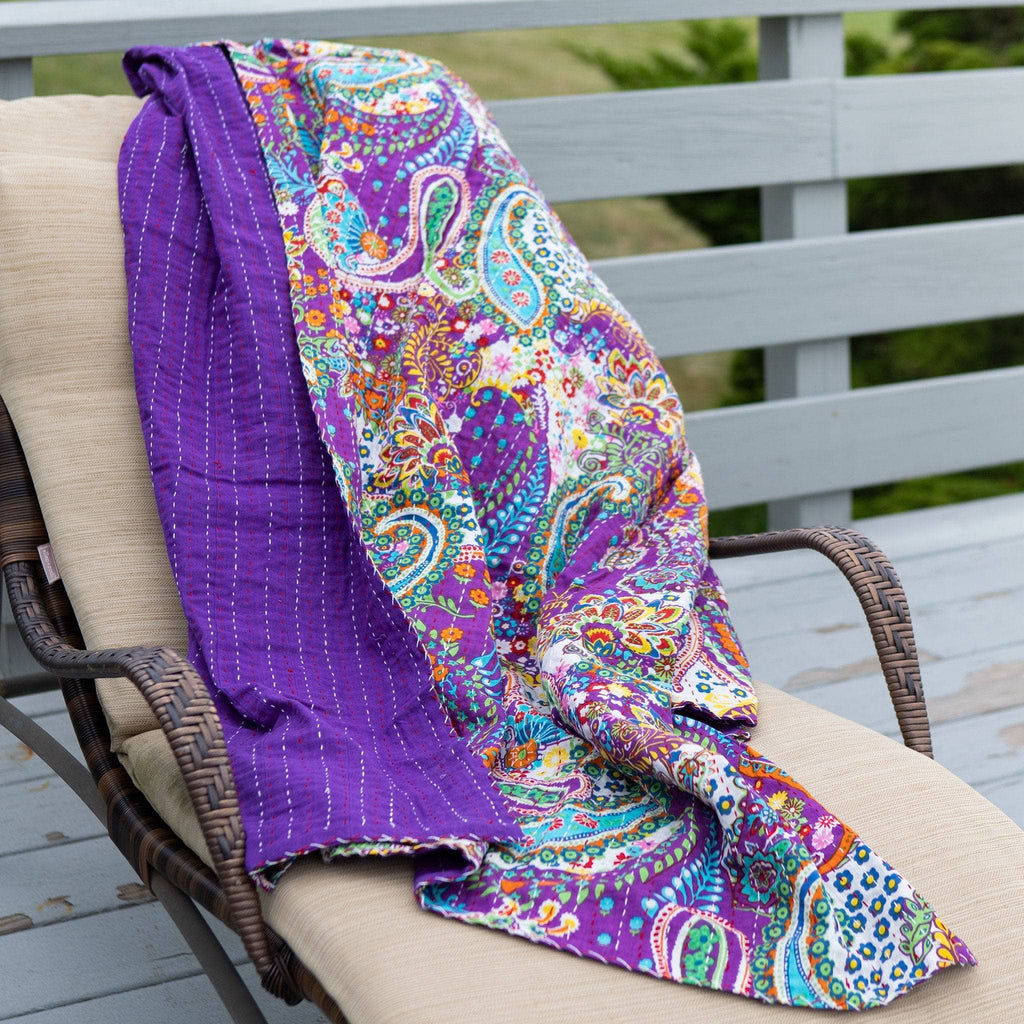 Handmade Kantha Quilt Blanket
