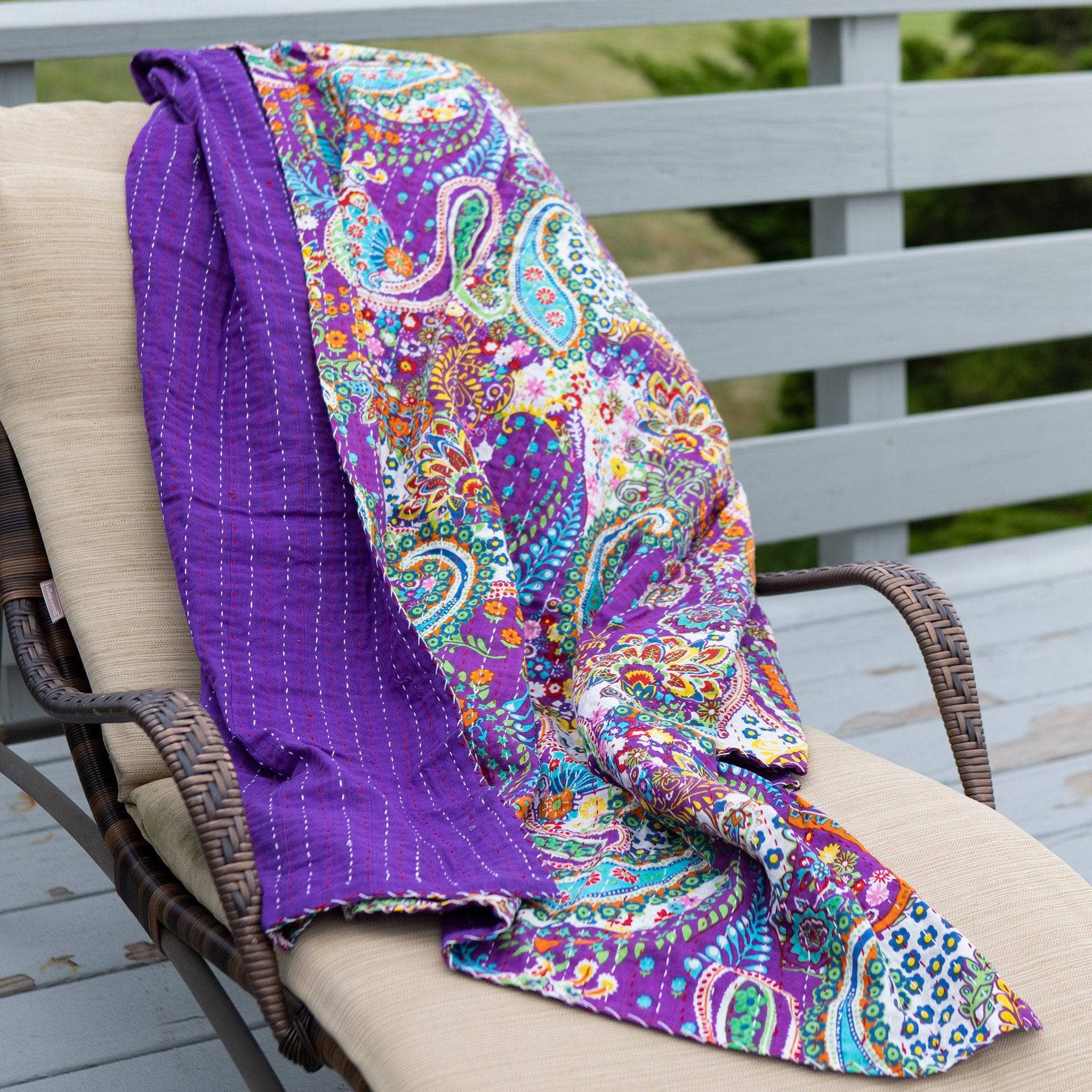 Handmade Kantha Quilt Blanket