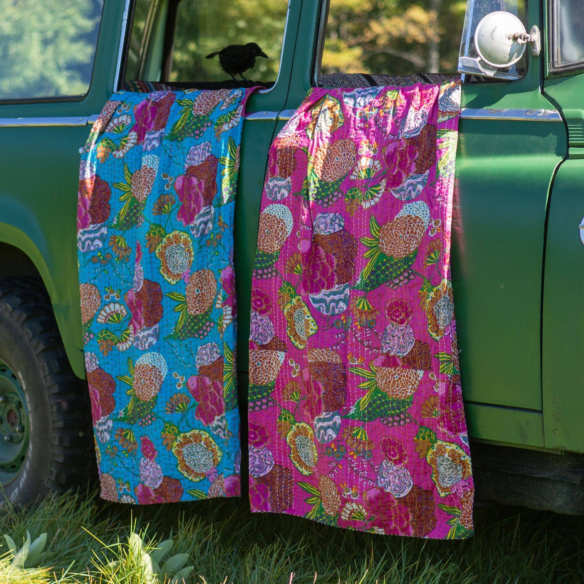 Handmade Kantha Quilt Blanket