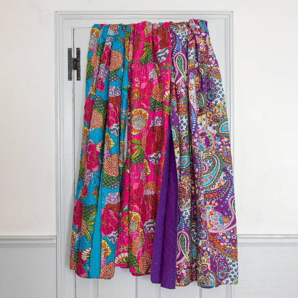 Handmade Kantha Quilt Blanket