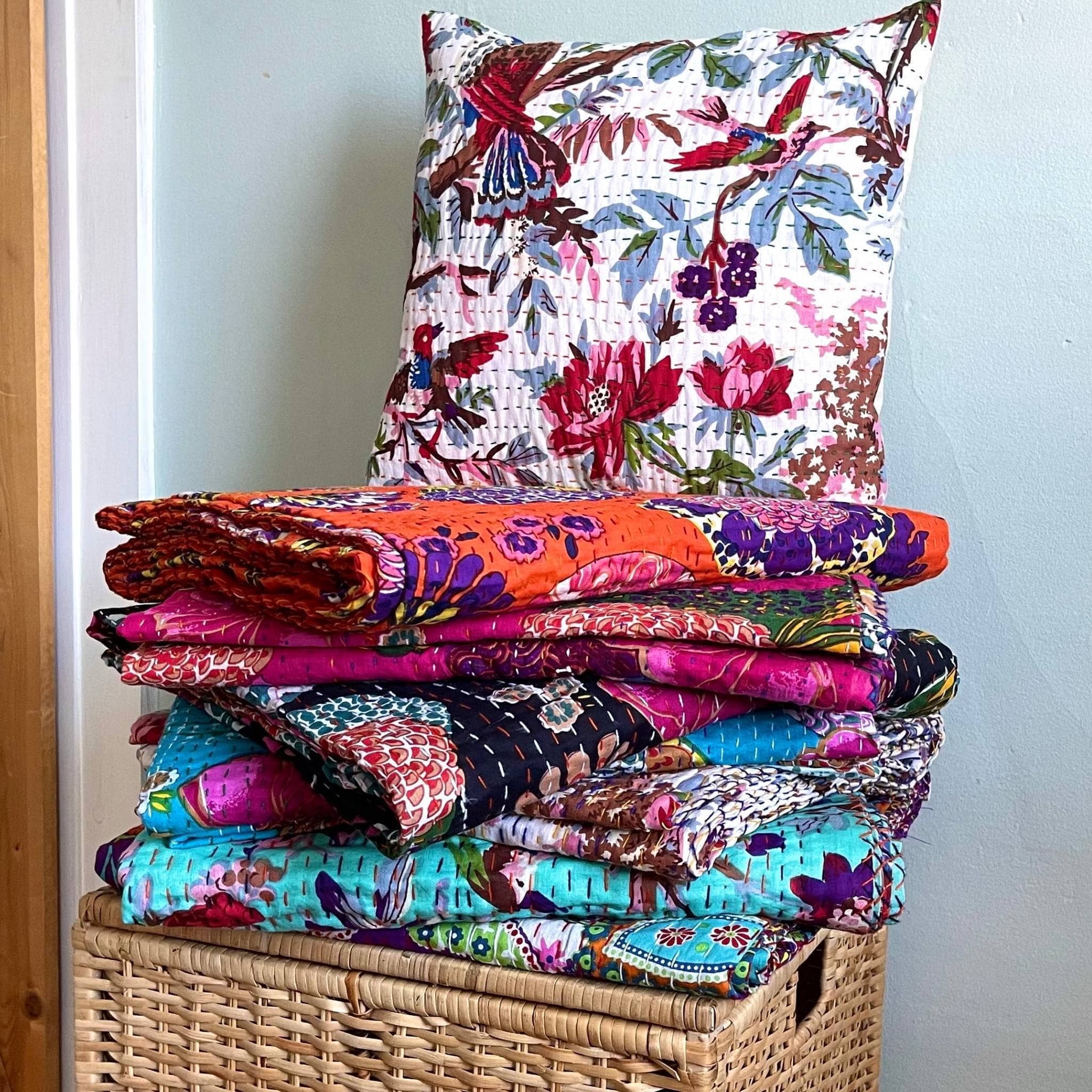 Handmade Kantha Quilt Blanket