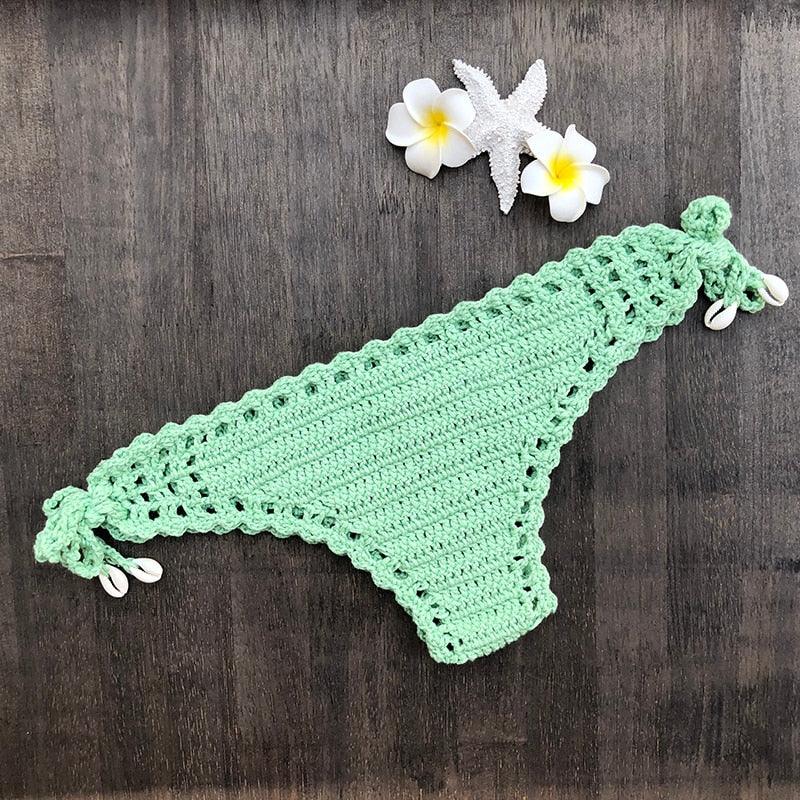 Handmade Vintage Crochet Bikinis Knitted Cotton Swimwear Women's Crochet Swimsuit Two Pieces Bathing Suits Bikini Swimsuit Top Bottom Bandage Modern Women Beachwear For Summer