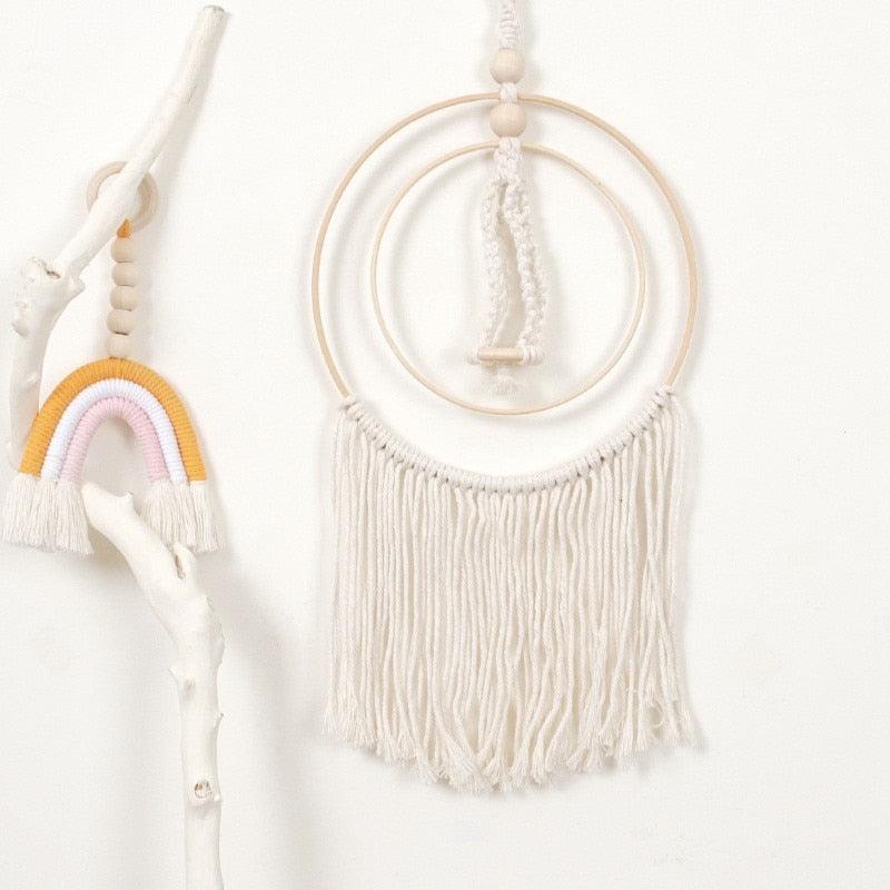 Handmade Wall Art Home Wall Decor Woven Hanging Tapestry Tassel Wind Chimes Wall Hanging Ornaments  Hand Macrame Wall  For Wall Wedding Living Room Gallery Patio Apartment Yard Decor