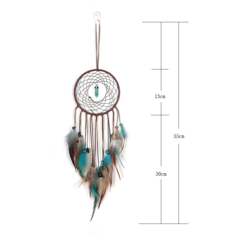 Handmade White Feather Dream Catcher Wind Chimes Hanging Ornaments Ceiling Decor Room Dream Net  Hanging Craft Gift Car Ornament Ribbons Feathers Wrapped Lights For Bedroom Decor Wedding Decorations