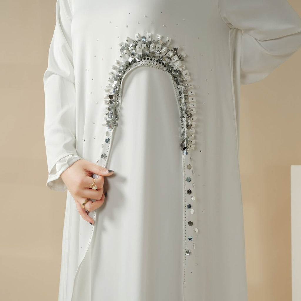 Haute Couture Abaya, Heavy-Crafted 3-Layer Cape Abaya (MA096)
