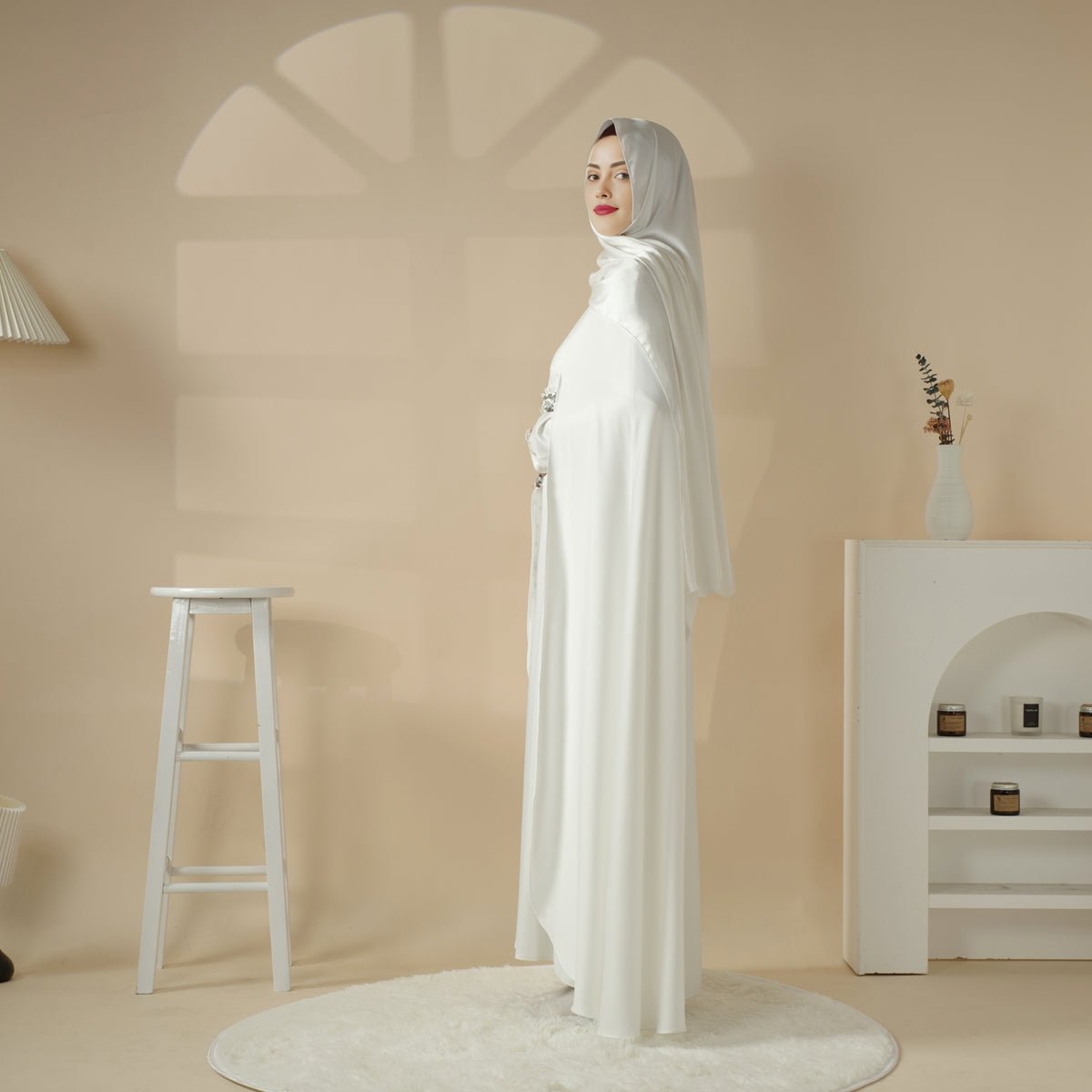Haute Couture Abaya, Heavy-Crafted 3-Layer Cape Abaya (MA096)