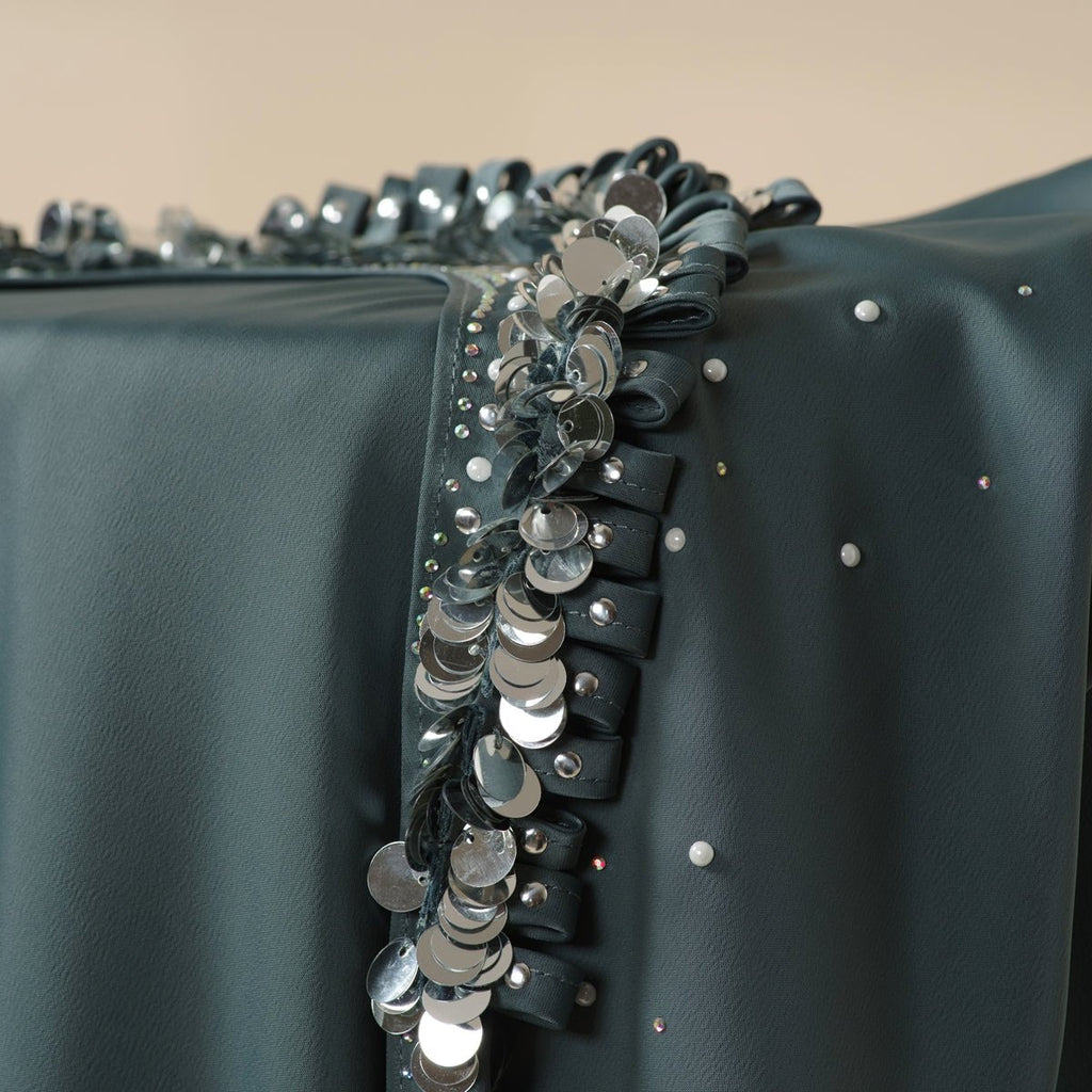 Haute Couture Abaya, Heavy-Crafted 3-Layer Cape Abaya (MA096)