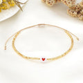 Heart Bracelets For Couple Valentines Day Beaded Jewelry Adjustable Small Bangle Couple Bracelet Braided Leather Rope Bangle Wrist Adjustable Cute Bracelet For Friendship