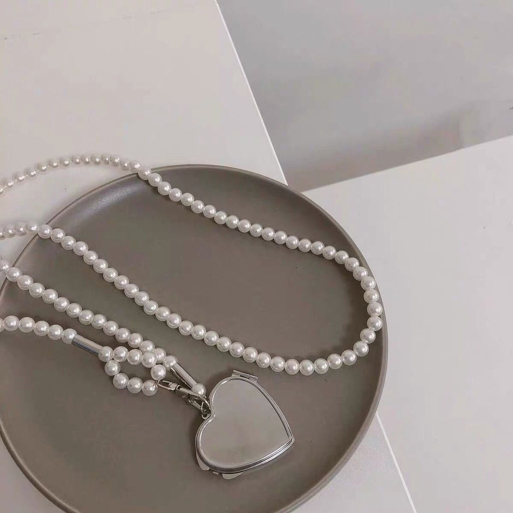 Heart-Locket Pearl Crossbody Belt Mirror Chain (MAC350)