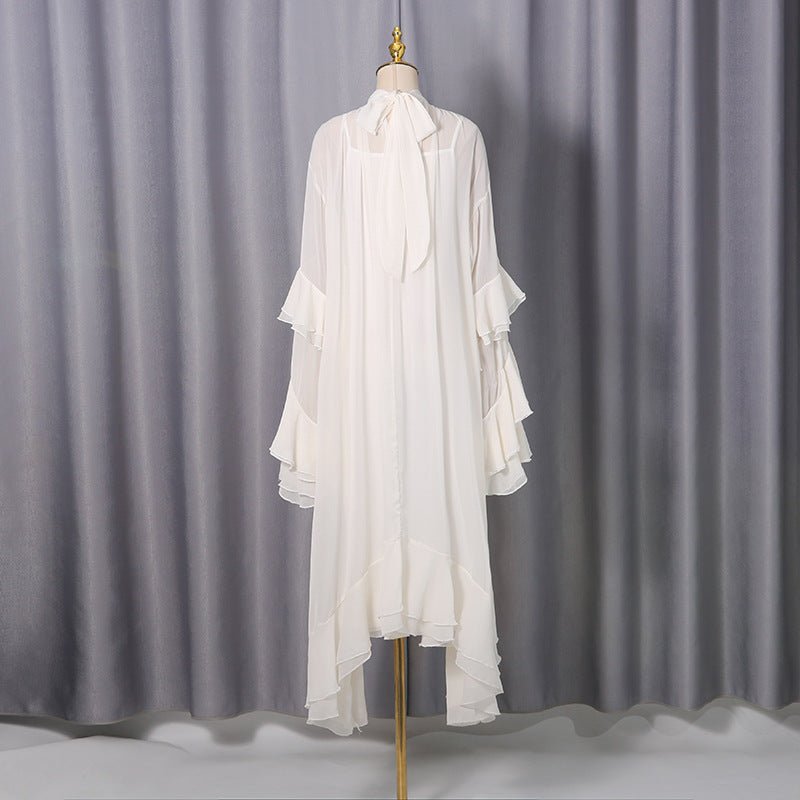 High Neck Ruffle Sleeve Dress(MS360)