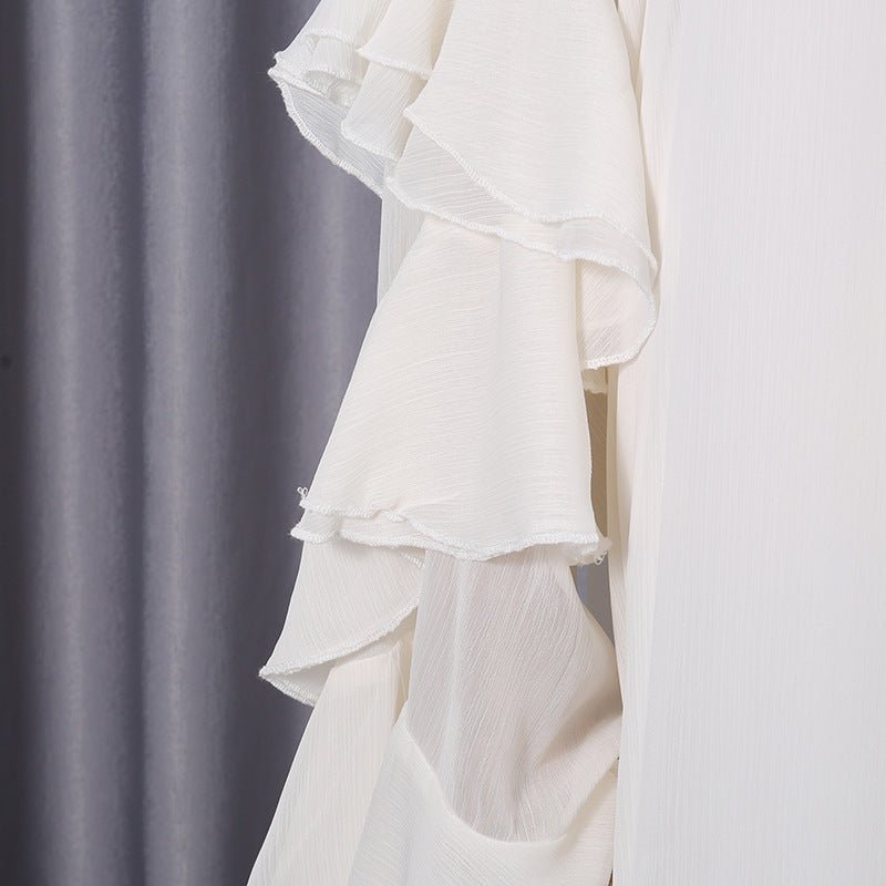 High Neck Ruffle Sleeve Dress(MS360)