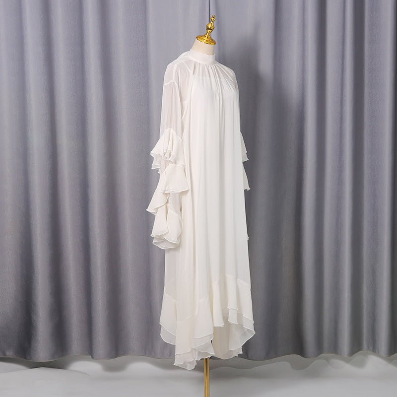 High Neck Ruffle Sleeve Dress(MS360)