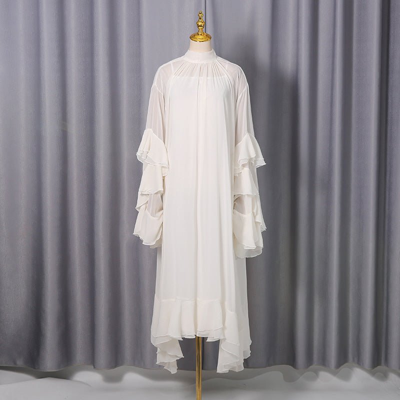 High Neck Ruffle Sleeve Dress(MS360)
