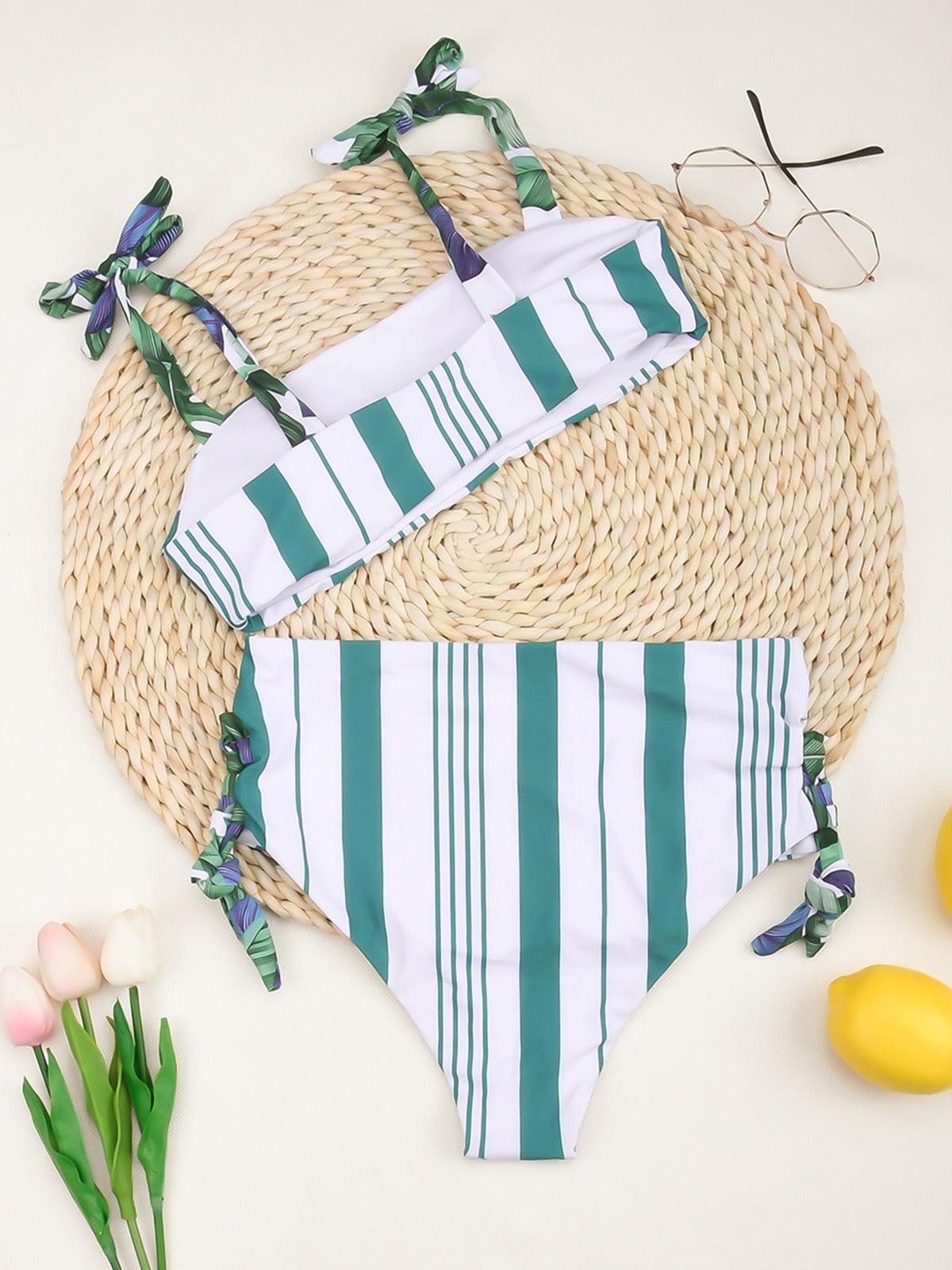 High Waist Bikinis Women Swimsuit Women High Waist Bikini Set Sports Bright Color Swimsuit Scoop Neck Cute Bathing Suit Swimwear Female Push Up Bikini Set Bathing Suit For Women