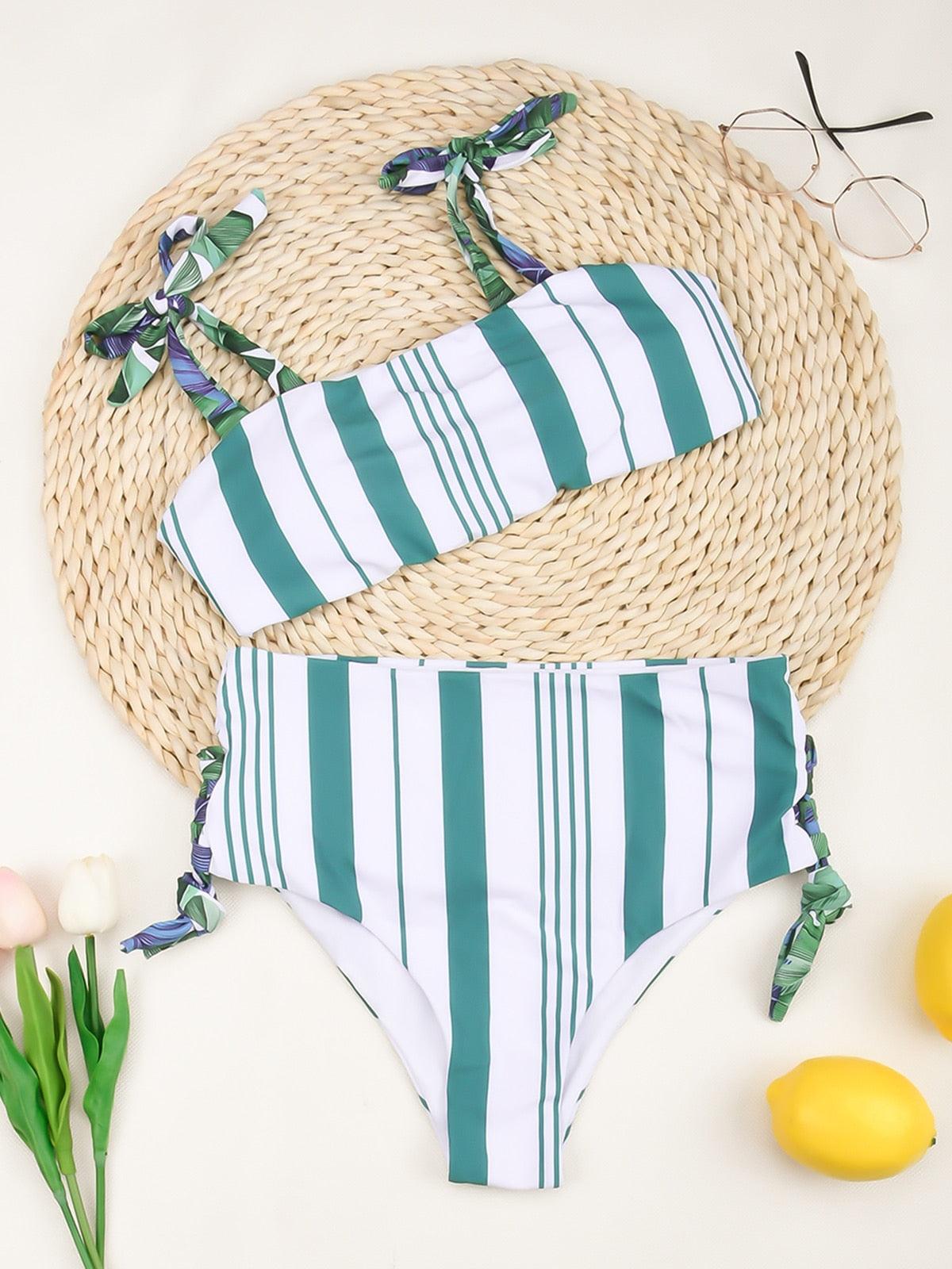 High Waist Bikinis Women Swimsuit Women High Waist Bikini Set Sports Bright Color Swimsuit Scoop Neck Cute Bathing Suit Swimwear Female Push Up Bikini Set Bathing Suit For Women