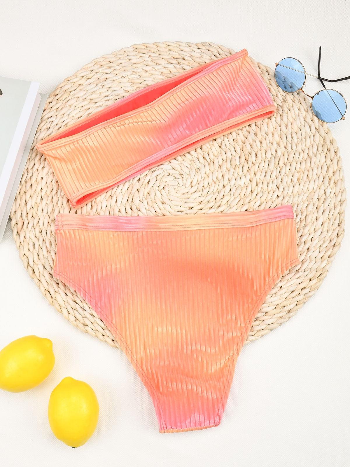 High Waist Bikinis Women Swimsuit Women High Waist Bikini Set Sports Bright Color Swimsuit Scoop Neck Cute Bathing Suit Swimwear Female Push Up Bikini Set Bathing Suit For Women