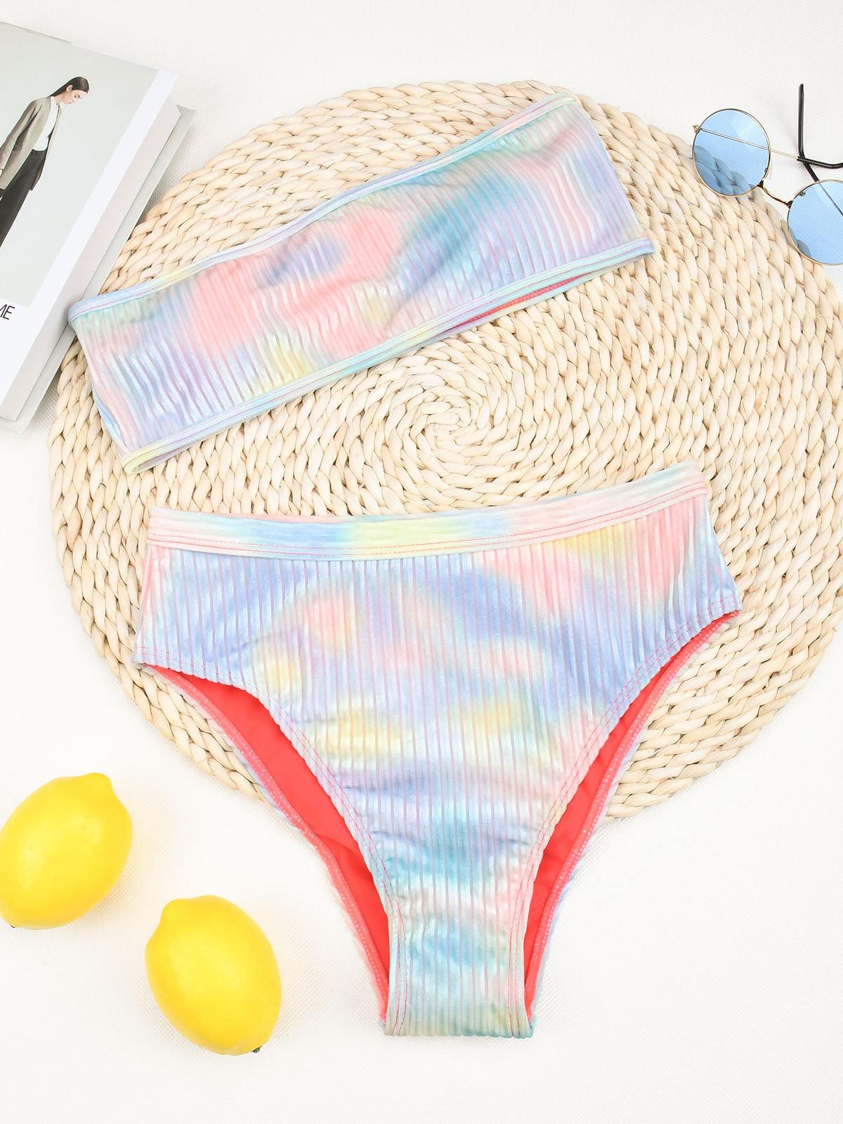 High Waist Bikinis Women Swimsuit Women High Waist Bikini Set Sports Bright Color Swimsuit Scoop Neck Cute Bathing Suit Swimwear Female Push Up Bikini Set Bathing Suit For Women
