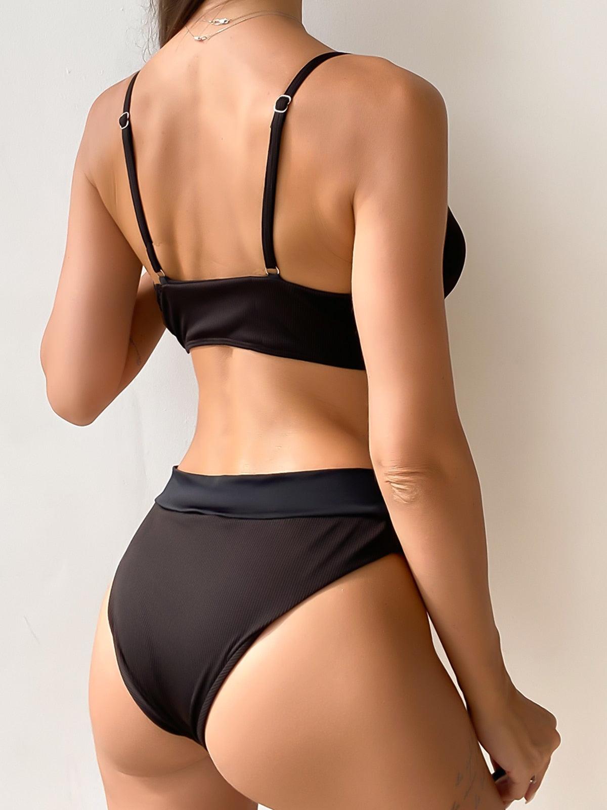 High Waist Bikinis Women Swimsuit Women High Waist Bikini Set Sports Bright Color Swimsuit Scoop Neck Cute Bathing Suit Swimwear Female Push Up Bikini Set Bathing Suit For Women